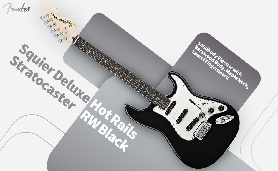 قیمت خرید فروش گیتار الکتریک فندر Squier Deluxe Hot Rails Stratocaster RW Black