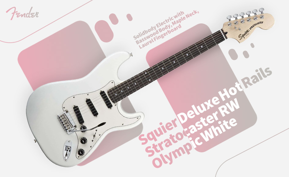 قیمت خرید فروش گیتار الکتریک فندر Squier Deluxe Hot Rails Stratocaster RW Olympic White