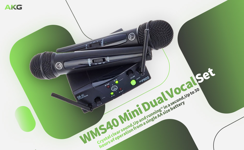 قیمت خرید فروش میکروفون دستی بی سیم ای کی جی WMS40 Mini Dual Vocal Set